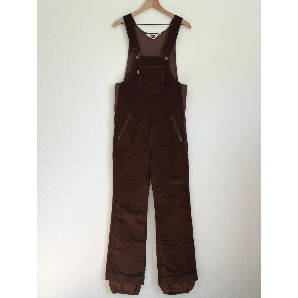 Levi's Vintage Corduroy Ski Bib Overalls Small Brown Boho Western Retro Winter